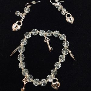 Beaded charm‎ bracelet earrings lock key